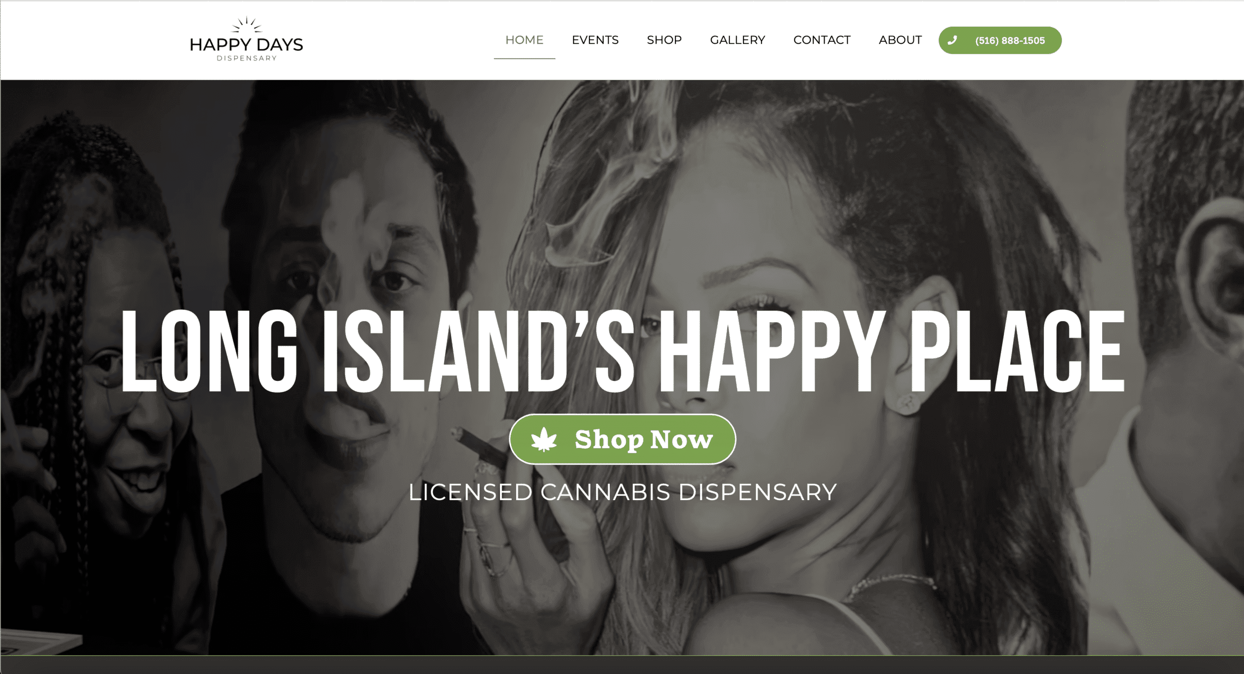 Home page of the Happy Days Dispensary website